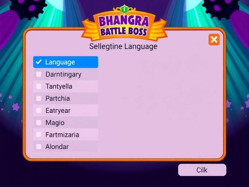 Bhangra Battle Boss language selection screen